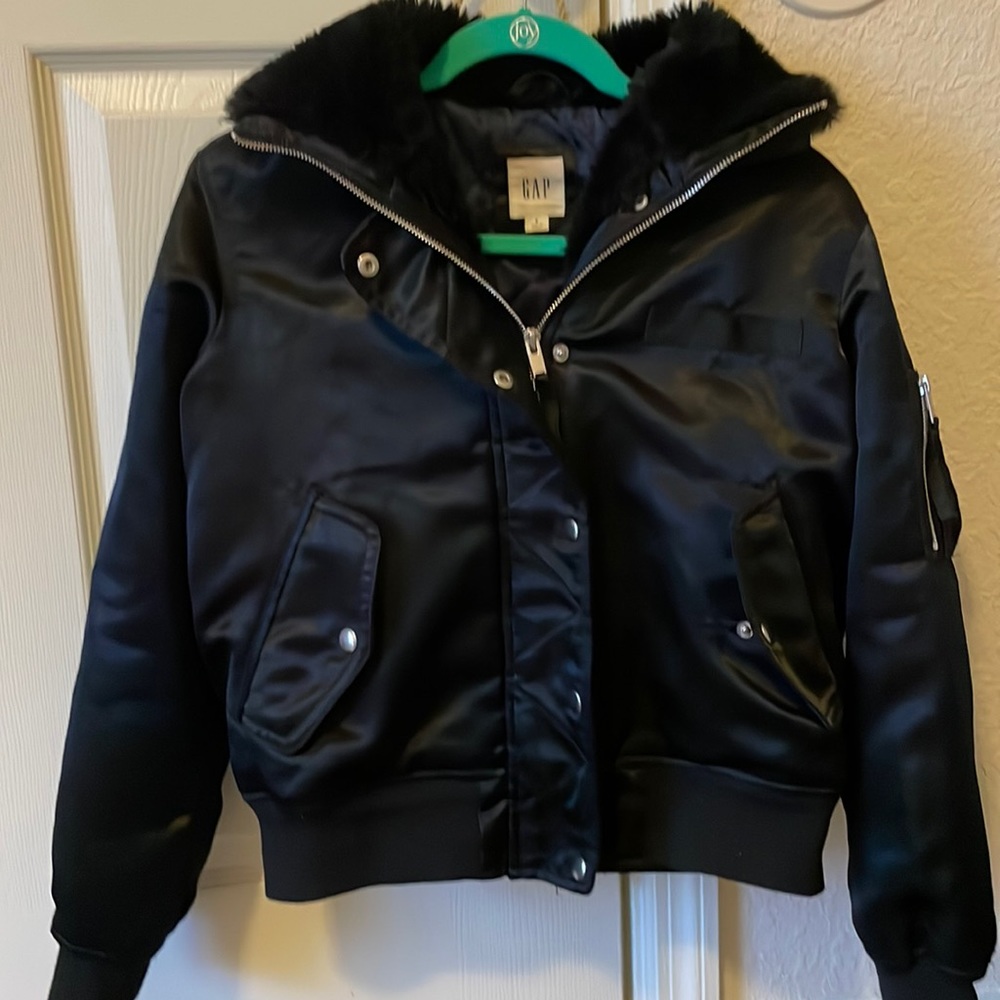 gap faux fur bomber jacket